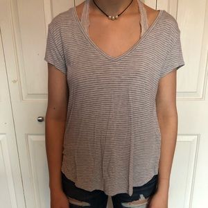 American Eagle Outfitters striped v-neck